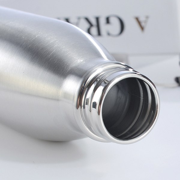 650-1000ml bærbar udendørs vandflaske Rustfri enkelt væg Silver 1000ml