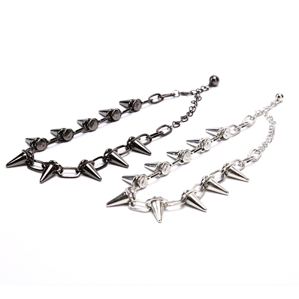 Ny Spike Rivet Punk Collar Halskæde Goth Rock Biker Link Chain Silver One Size