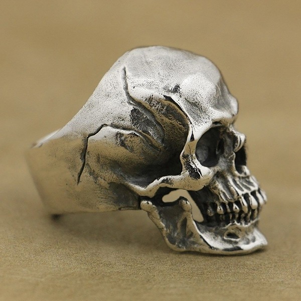 Klassisk Punk Hip Hop Skelet Mænd Ring Vintage Skull Røde Øjne F A1