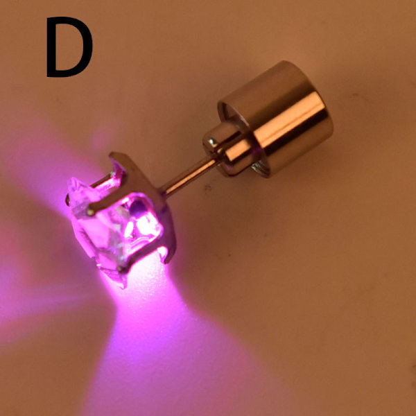 1Pc Party Charm LED Ørering Light Up Crown Glowing Crystal Ear Pink One Size