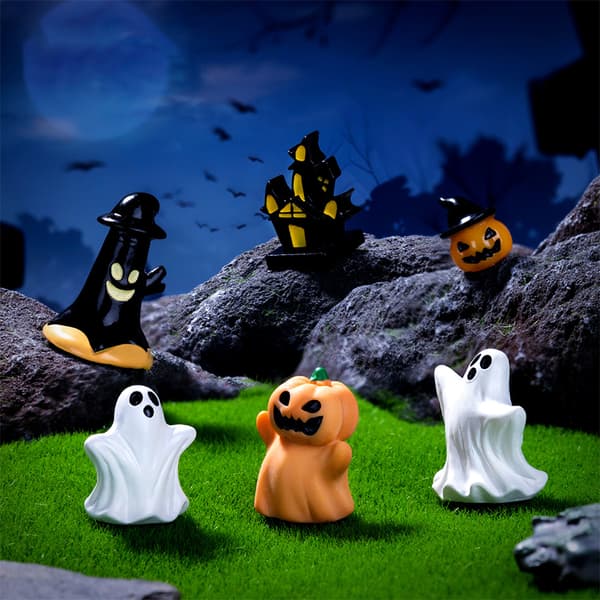 Halloween Græskar Spøgelse Mikro Landskabsfigurer e Små Ornamenter A6