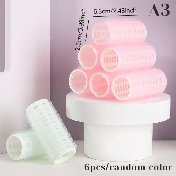 6st Self Grip Hair Rollers Cling Hair Curlers Rollers Hairdres Random Color 4cm