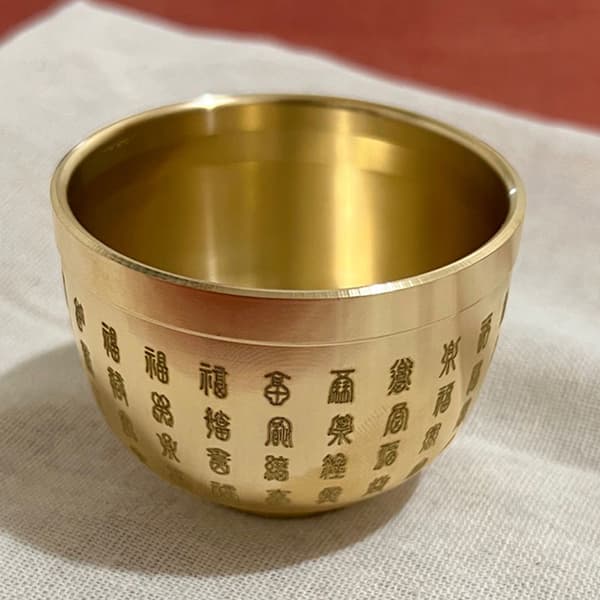 Ren mässing Cornucopia Baifu Rice Cylinder Desktop Small Ornament Dia.5.8cm