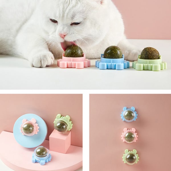 Husdjurssaker Frisk katt Kattmynta Leksaker Boll Katt Godis Slickande Snacks pink&green&blue 3 pcs