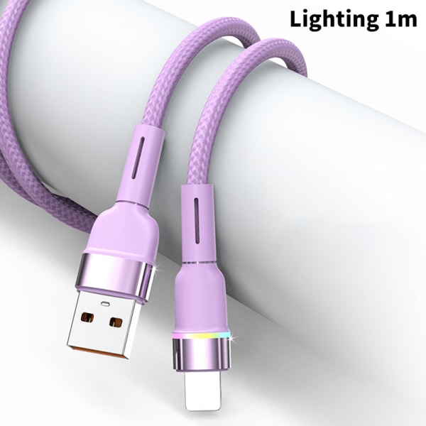 6A 120W USB Typ C LED-kabel för P30 P20 13 12 Pro Snabbladdning Purple 1m-Lighting