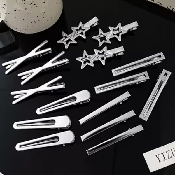 8st Silver Metall Hårnål Ankklämma Hårklämmor Sidolugg W E