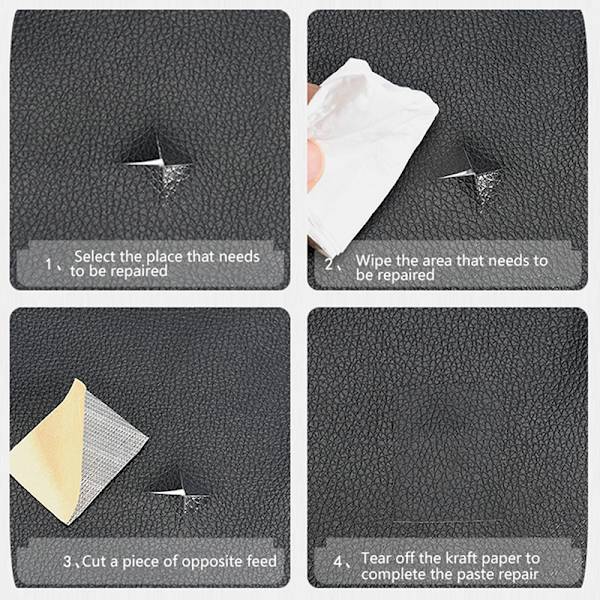 4 st 20X30 cm soffreparationslapp Självhäftande PU-bil gör-det-själv-dekal Gray 4 pcs
