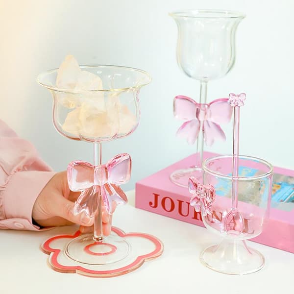 Pink sløjfe glas kaffeske A