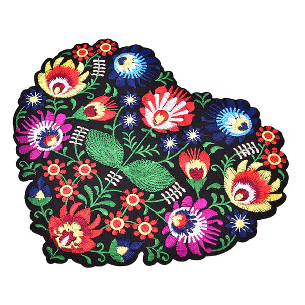 1 stk hjerteformet blomsterbroderi-applikasjonslapper til klær 19cmx21cm