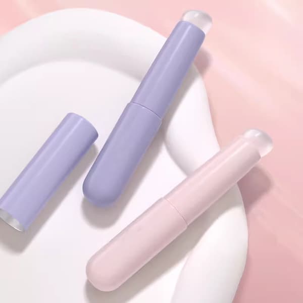 Silikon leppebørste med deksel Leppebørste Vinklet Concealerbørste Purple