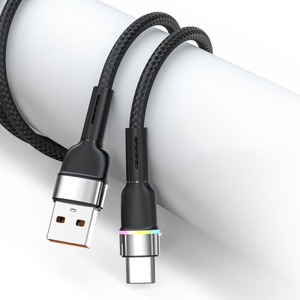 6A 120W USB Typ C LED-kabel för P30 P20 13 12 Pro Snabbladdning Purple 1m-Micro USB