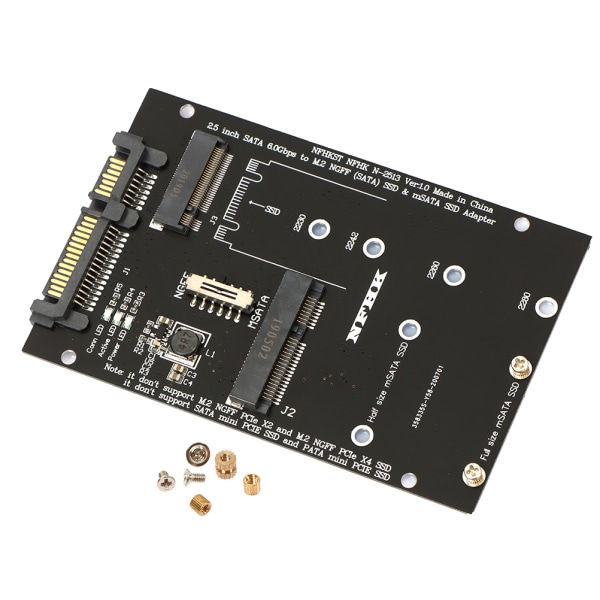 M.2 NGFF MSATA SSD till SATA 3.0 Adapter 2 i 1 omvandlarkort för Onesize