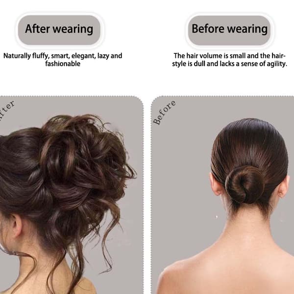 Syntetisk Hårknut Chignon Messy Curly Gripping Clip Elastisk Wo Light brown