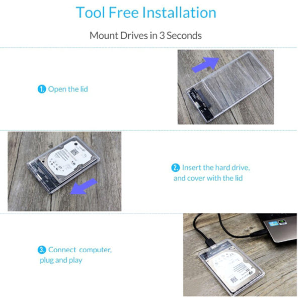 2,5'' USB 3.0 till SATA SSD HDD hårddisk Externt case Enc onesize