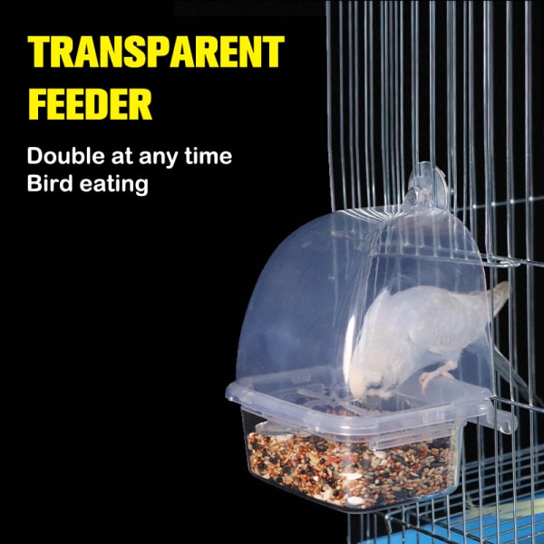 Transparent Slitstark Plast Fågelmatare Bur Tillbehör Papegoja transparent