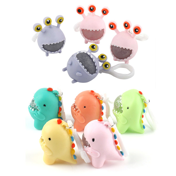 Cartoon Monster Bubble Squishy Toy Keychain A