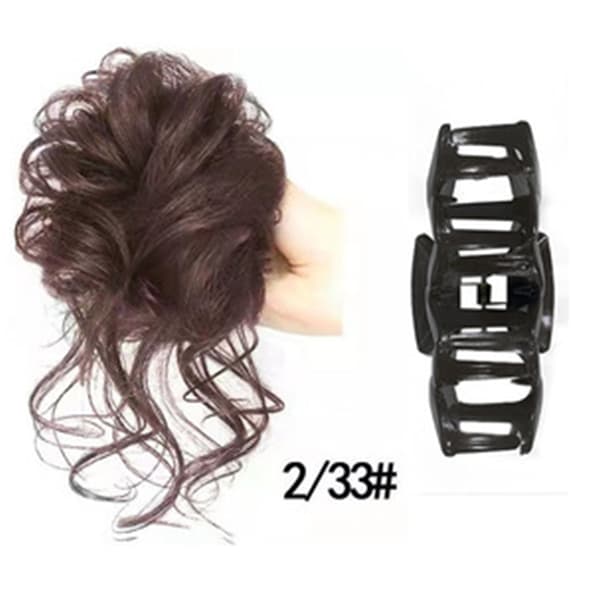 Syntetisk Hårknut Chignon Messy Curly Gripping Clip Elastisk Wo Black