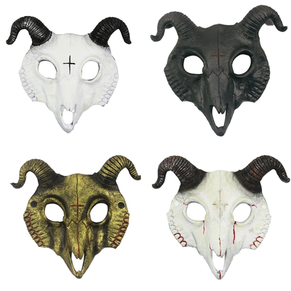 Halloween Goat Skull Mask Half Face Masquerade Cosplay Party Pr 2#-black
