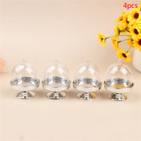 4st klar godisdesserthållare Cupcake displayställ bricka Wedd Silver