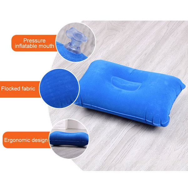 PVC Bärbar Ultralätta Uppblåsbara Luftkuddar Nackstöd Hea Light Blue