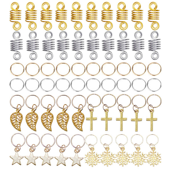 60-170st Mix Hårringar Fläta Dreadlocks Pärlor Manschetter Clips Hai 60pcs