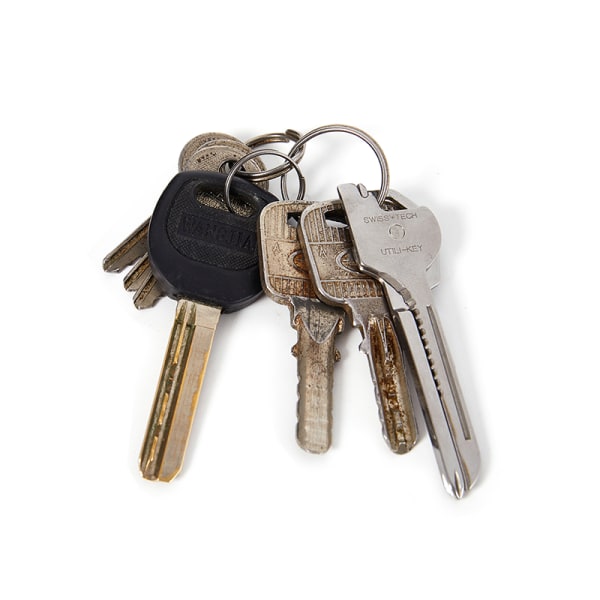 6 i 1 EDC Multi Pocket Keytool Karbinhake Multipurpose Keychain Silver