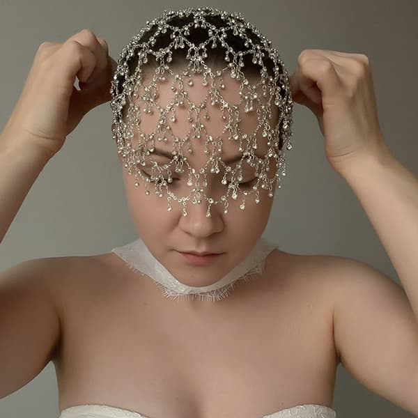 Rhinestones Hårpynt Bryllup Brude Elegant Lang Dusk A2