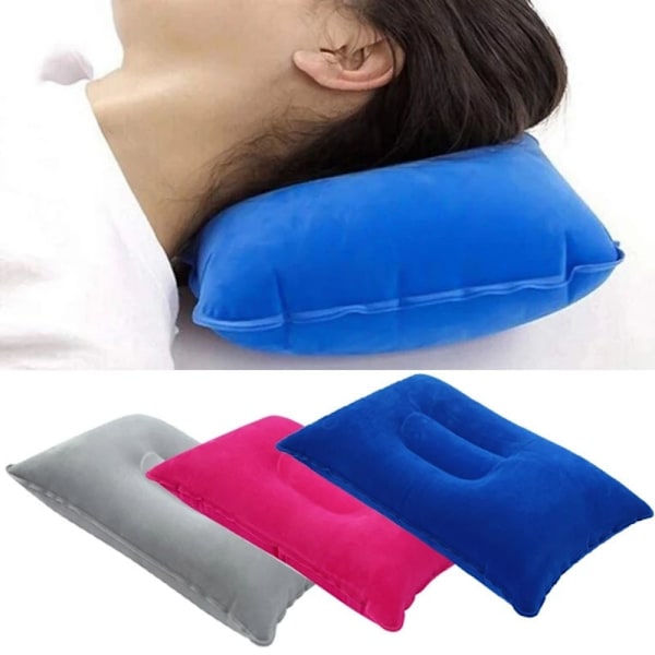 PVC Bärbar Ultralätta Uppblåsbara Luftkuddar Nackstöd Hea Light Blue