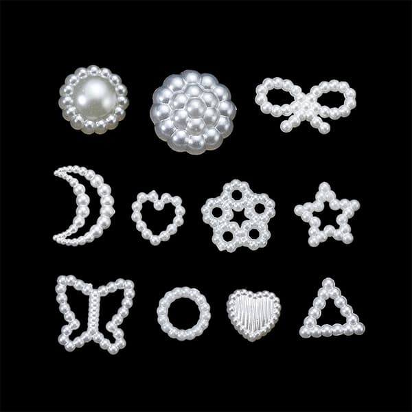 100 stk imiterte perleperler Blomst Hjerte Stjerne Måne Avstandsperle A3