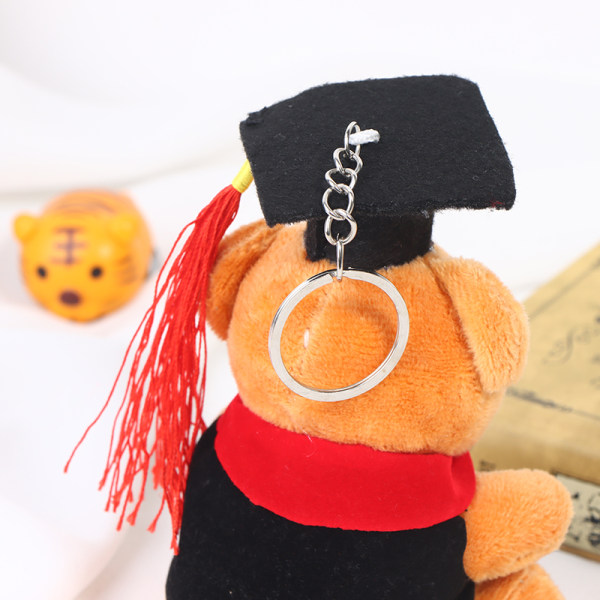 10 cm Mini e Graduation stoppad Bear Mini Nyckelring Brown