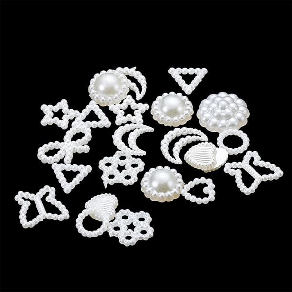 100 stk. imiterede perleperler blomsterhjerte stjerne måne afstandsstykkeperle A11