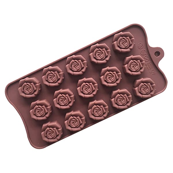 1 st 15-håls rosformad silikonform DIY blomchokladkaka Brown