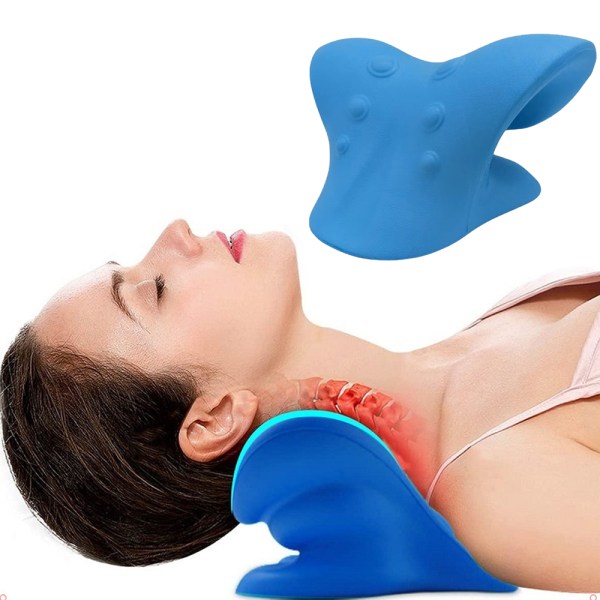 Neck Shoulder Stretcher Relaxer Cervical Chiropractic Traction blue