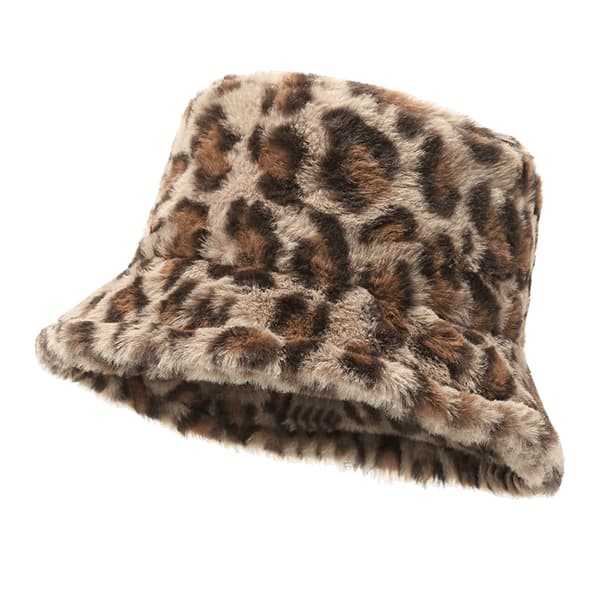 Hatt Dam Vinter Leopardmönstrad Bucket Hat Är Mångsidig Att Hålla Brown