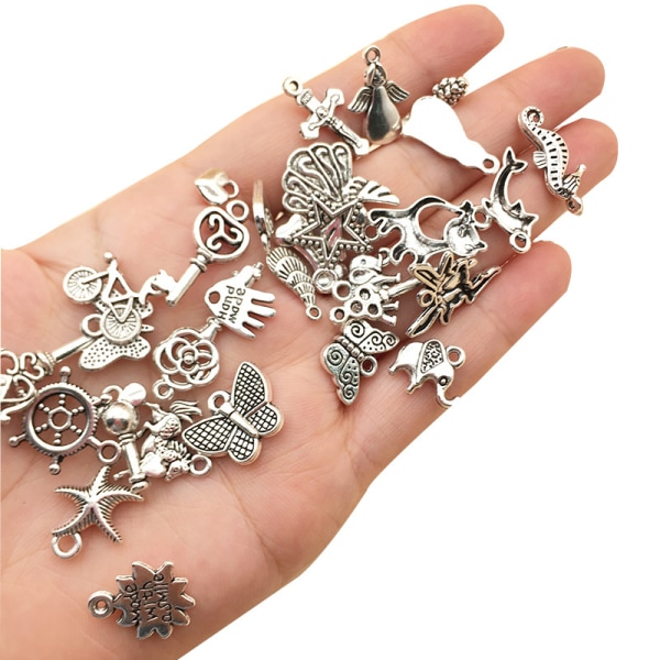 100 st blandat hänge för smyckestillverkning Armband DIY-örhängen N Silver