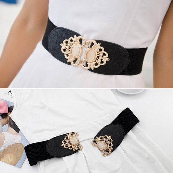 Mode kvinnor Retro Elastisk Stretchig Klänning Smal midjebälten D White
