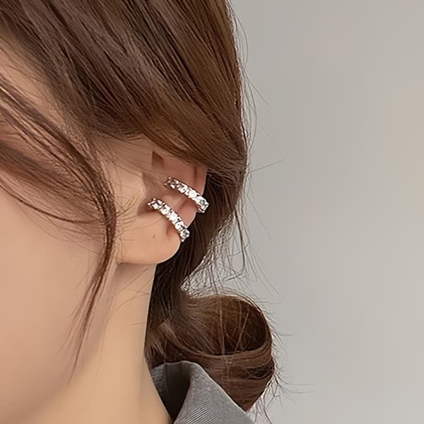 Fuld Rhinestone Zircon Øremanchet Øreclips til kvinder uden piercing C OneSize