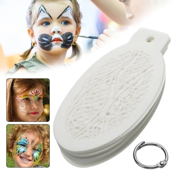42 st schabloner för ansiktskonst Halloween födelsedagsfest DIY Makeup White