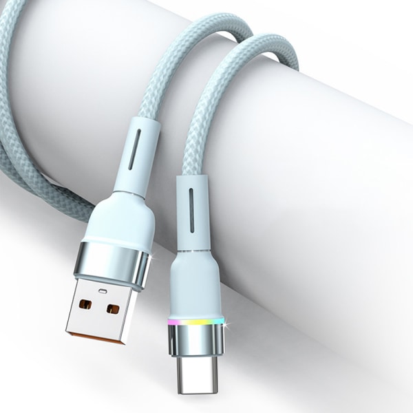 6A 120W USB Typ C LED-kabel för P30 P20 13 12 Pro Snabbladdning Blue 1m-Type-C