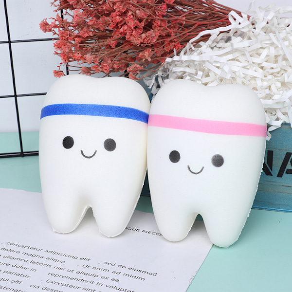 2 st Rainbow Tooth Slow Rising Cartoon Soft Bread Toy Blue 2 pcs