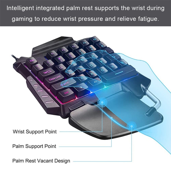 Enhands mekaniskt speltangentbord RGB Bakgrundsbelyst Portable Mini 1