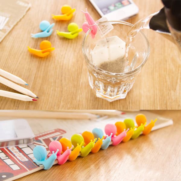 5 st Utsökt snigelformad silikon tepåshållare 5PCS