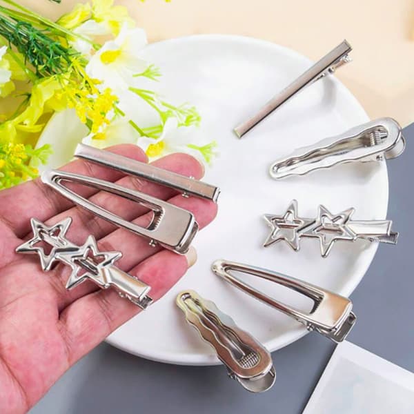 8st Silver Metall Hårnål Ankklämma Hårklämmor Sidolugg W D