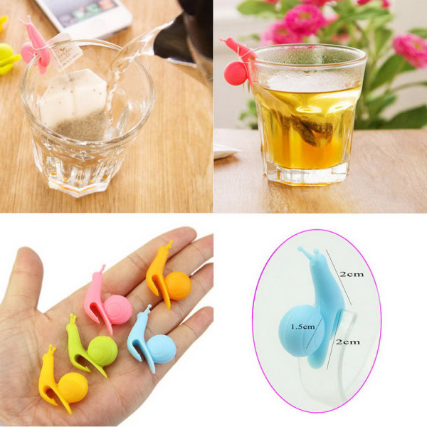 5 st Utsökt snigelformad silikon tepåshållare 5PCS