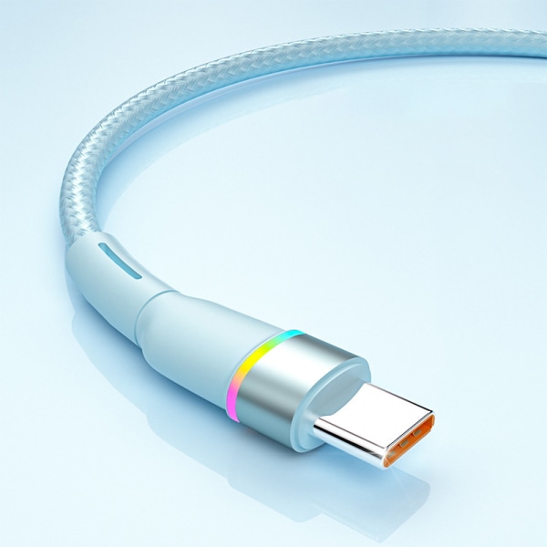 6A 120W USB Typ C LED-kabel för P30 P20 13 12 Pro Snabbladdning Black 1m-Micro USB