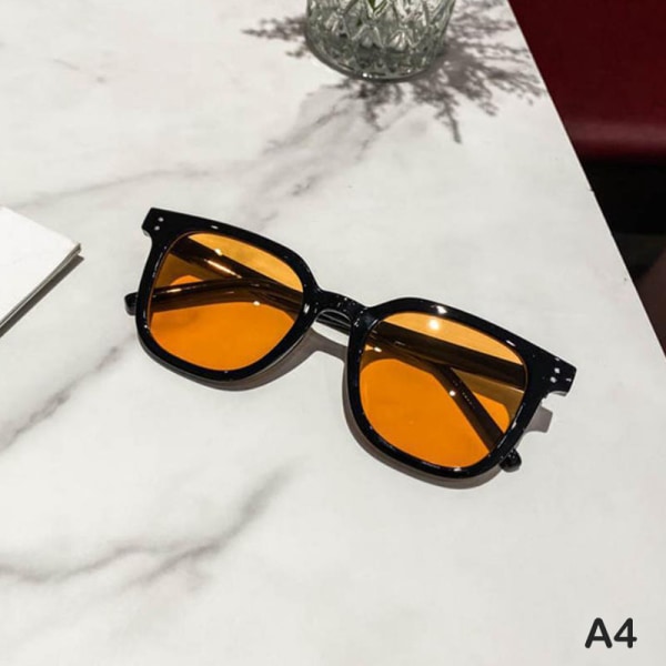 Nya retrosolglasögon för män, kvinnor, klassisk fyrkantig svart ram S A4