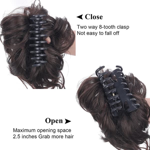Syntetisk Hårknut Chignon Messy Curly Gripping Clip Elastisk Wo Dark brown