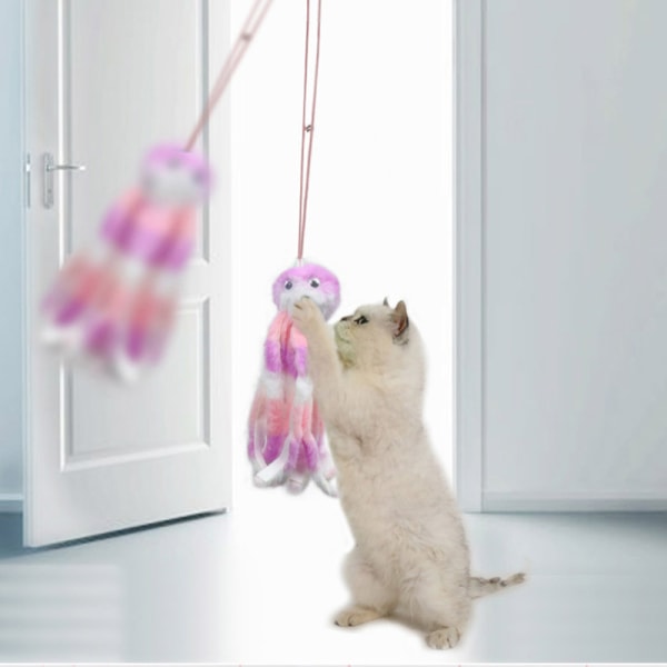 Rolig interaktiv kattleksak hängande simulering kattleksak indragbar Pink yellow 1 pc