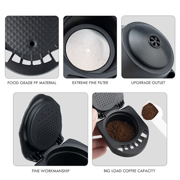 Återanvändbar kapseladapter för Dolce Gusto Coffee Convert Compati Black