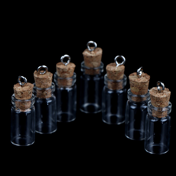 10 st mini glasflaskor små flaskor kork glasburkar multifunktionella Onesize